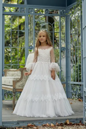 AB036 Long Lace Communion Dress