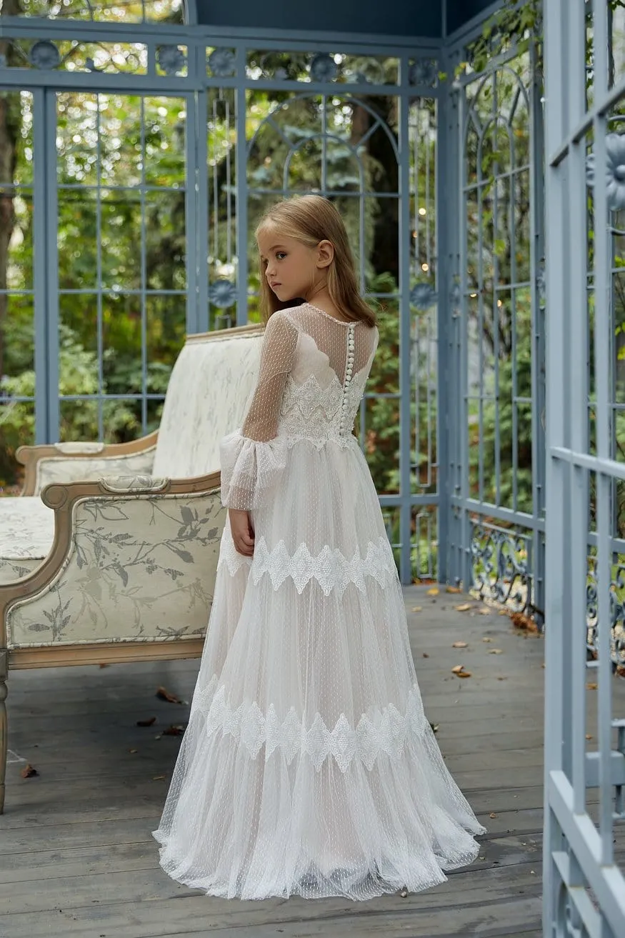 AB036 Long Lace Communion Dress