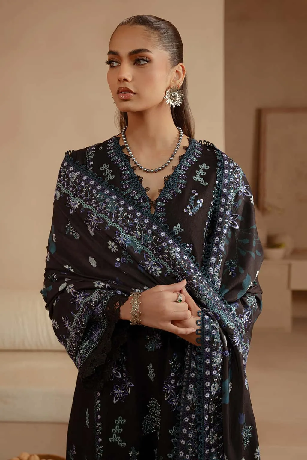 Afrozeh - Cinder Stitched 3PC Khaddar Pakistani Dress