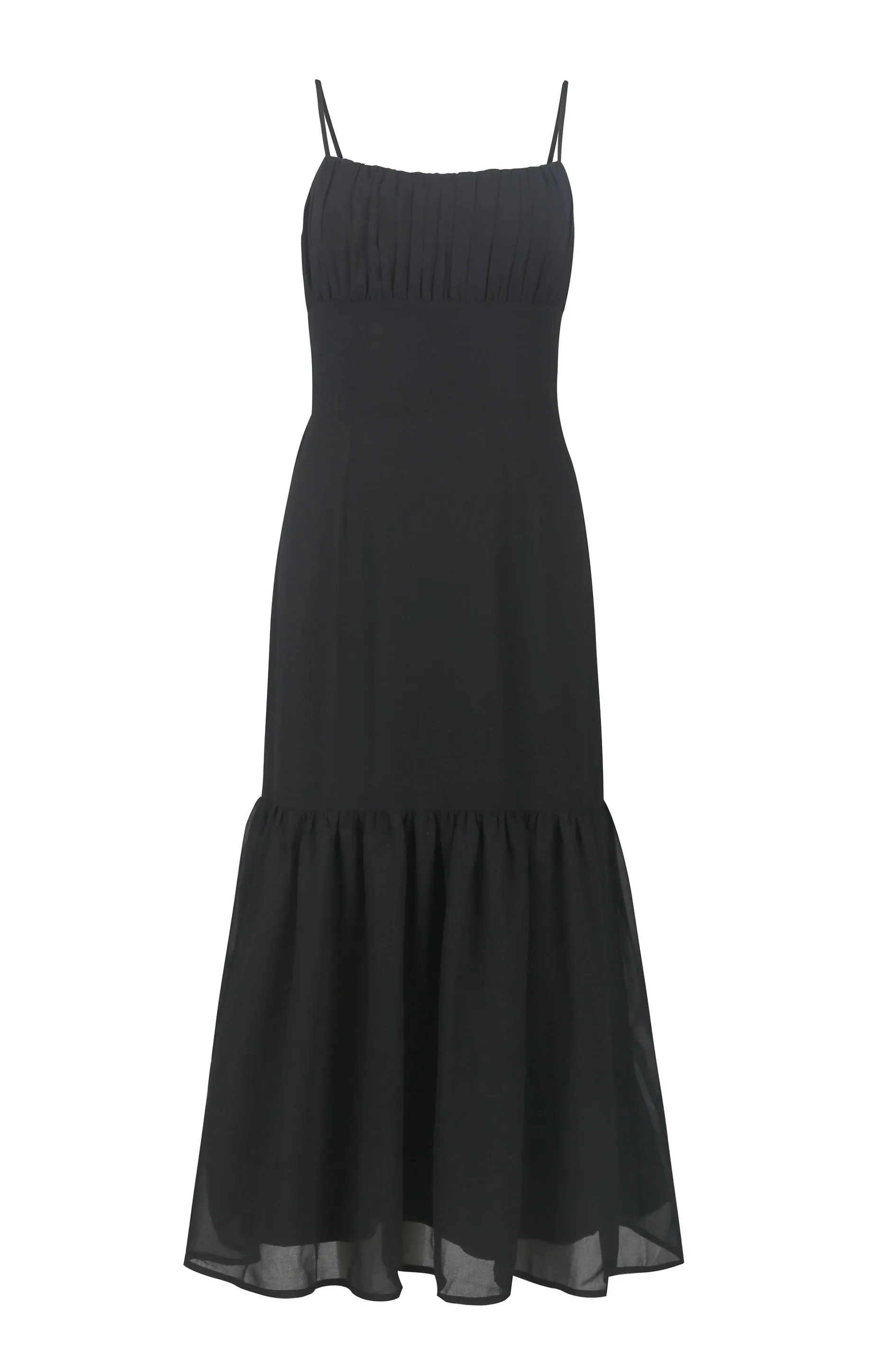 Alice Flounce Hem Dress- Black