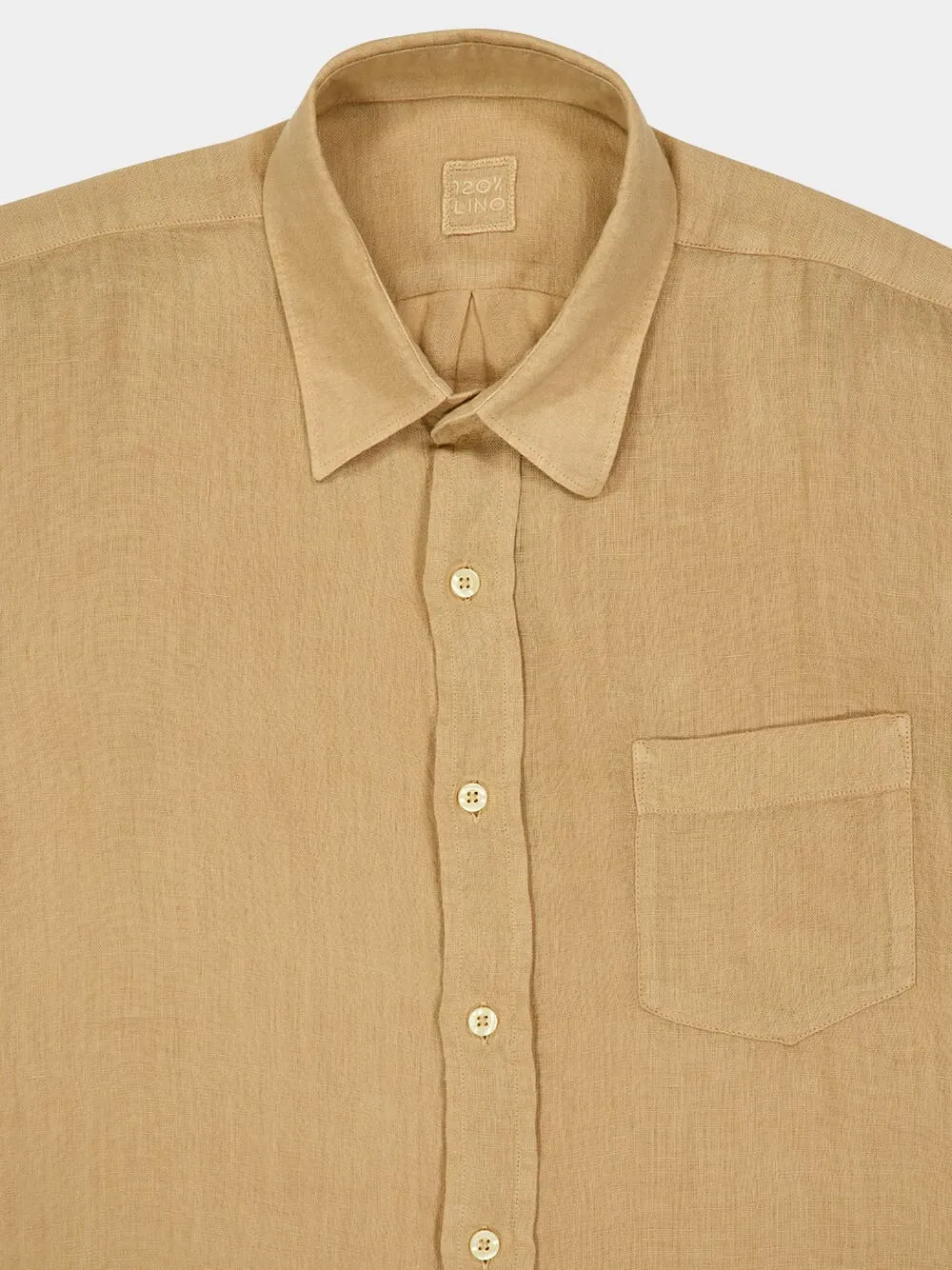 Almond Long-Sleeve Regular Fit Linen Shirt