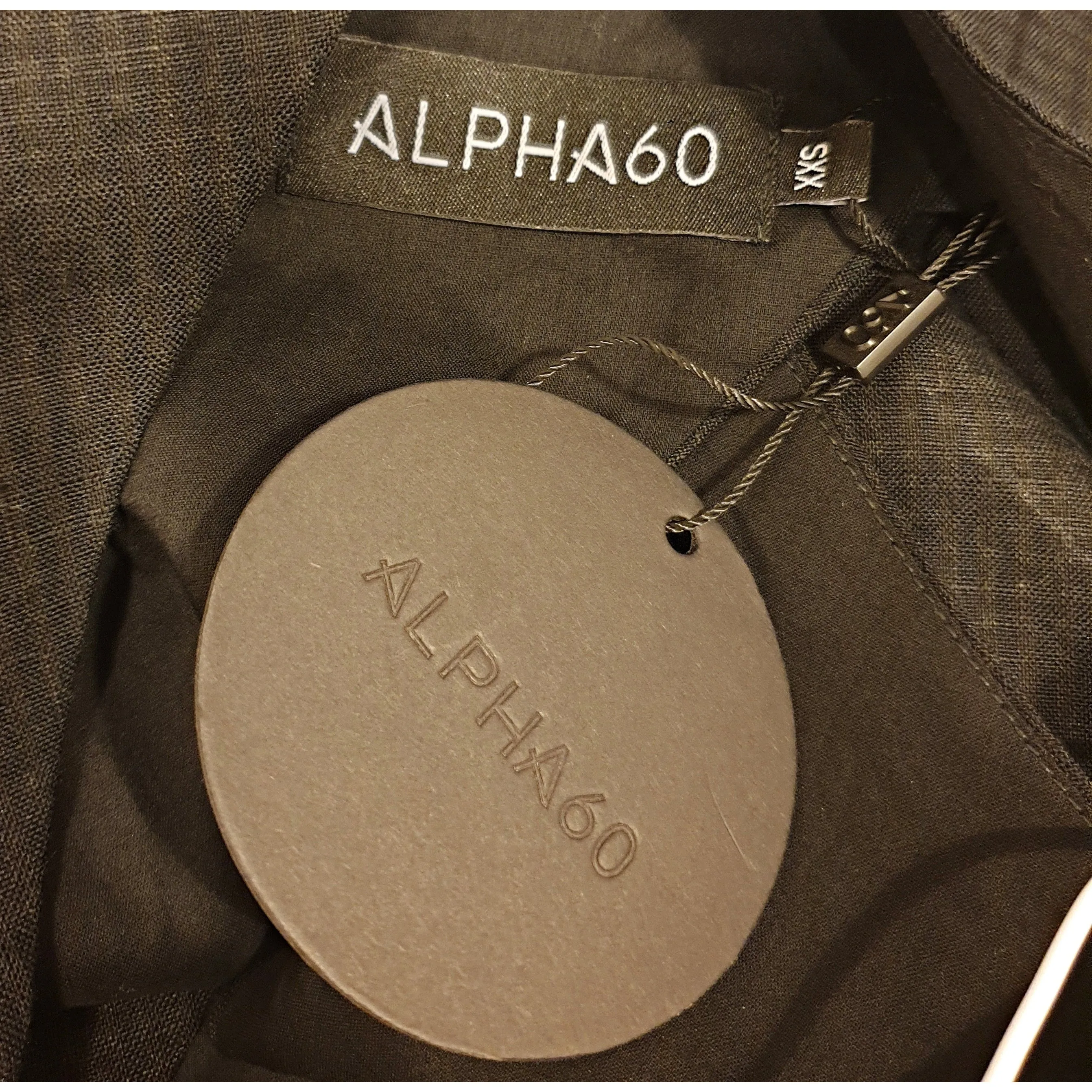 Alpha 60 black check print linen mix top with flattering back detail size XXS (fits sizes 6-8)