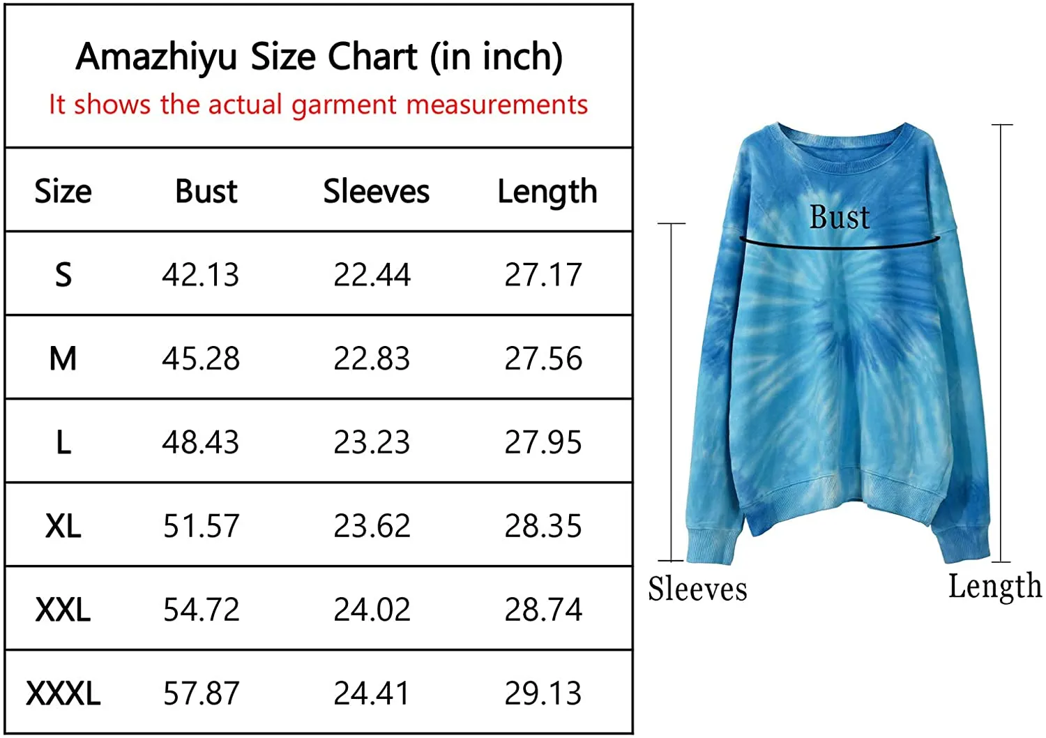 Amazhiyu Men's Tie Dye Crewneck Pullover Hoodie