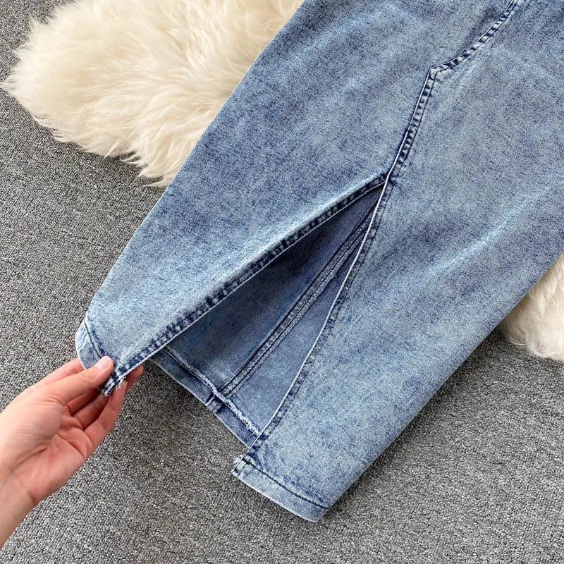 Amolapha Jeans Vest Skirts Sets