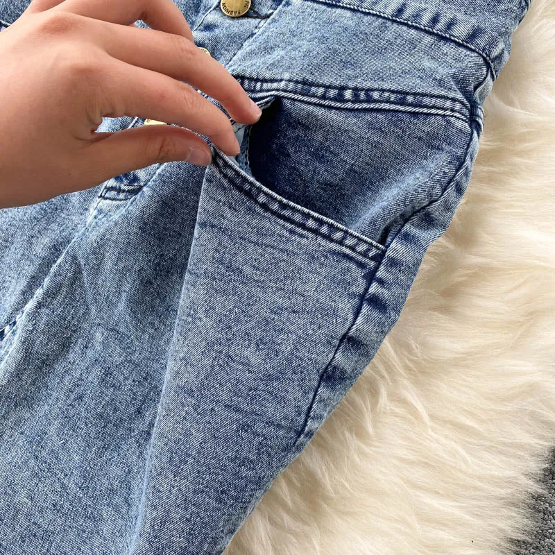 Amolapha Jeans Vest Skirts Sets