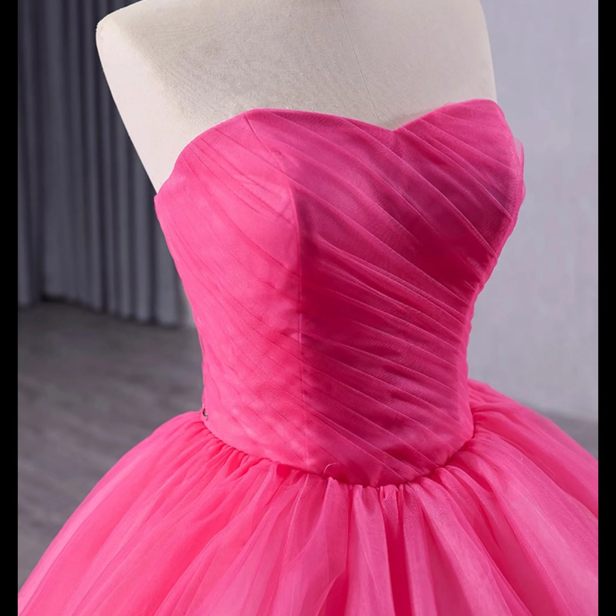Basque Waist Ruffled Wedding Gown Detachable Overskirt Quinceanera Dress