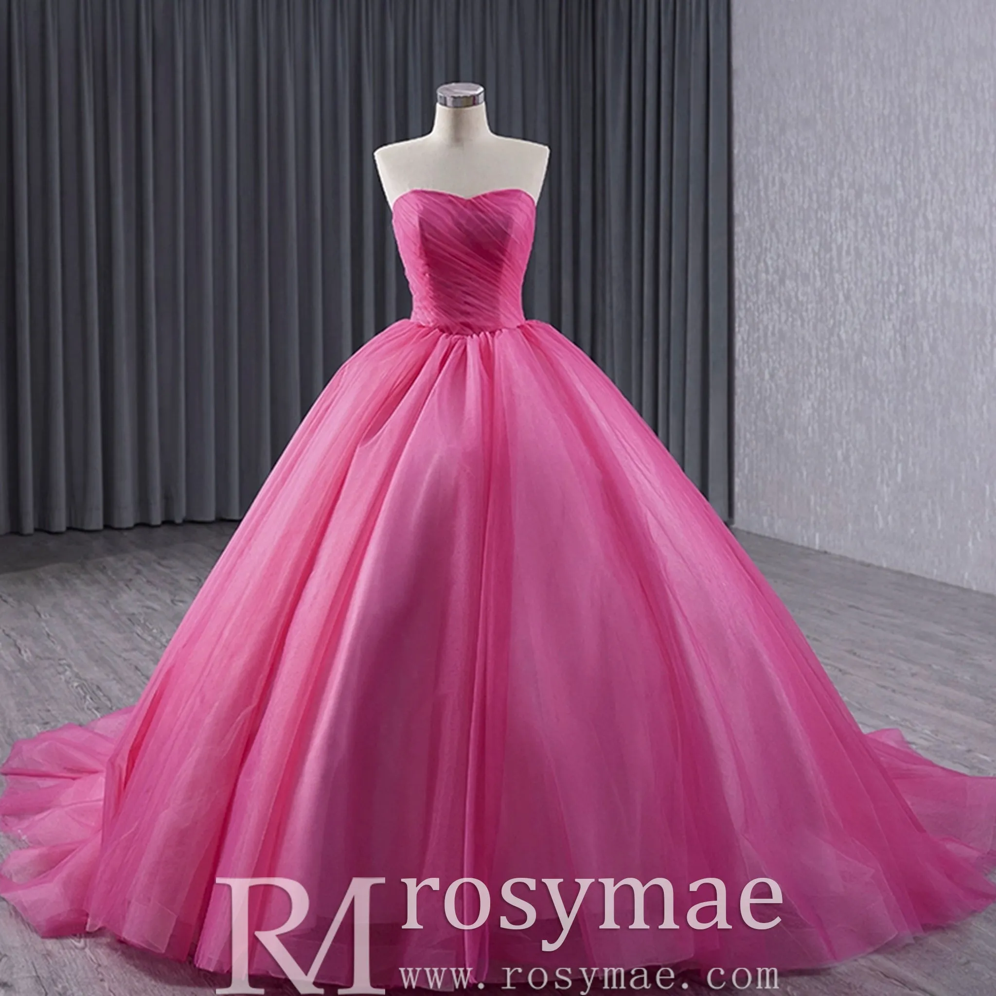 Basque Waist Ruffled Wedding Gown Detachable Overskirt Quinceanera Dress