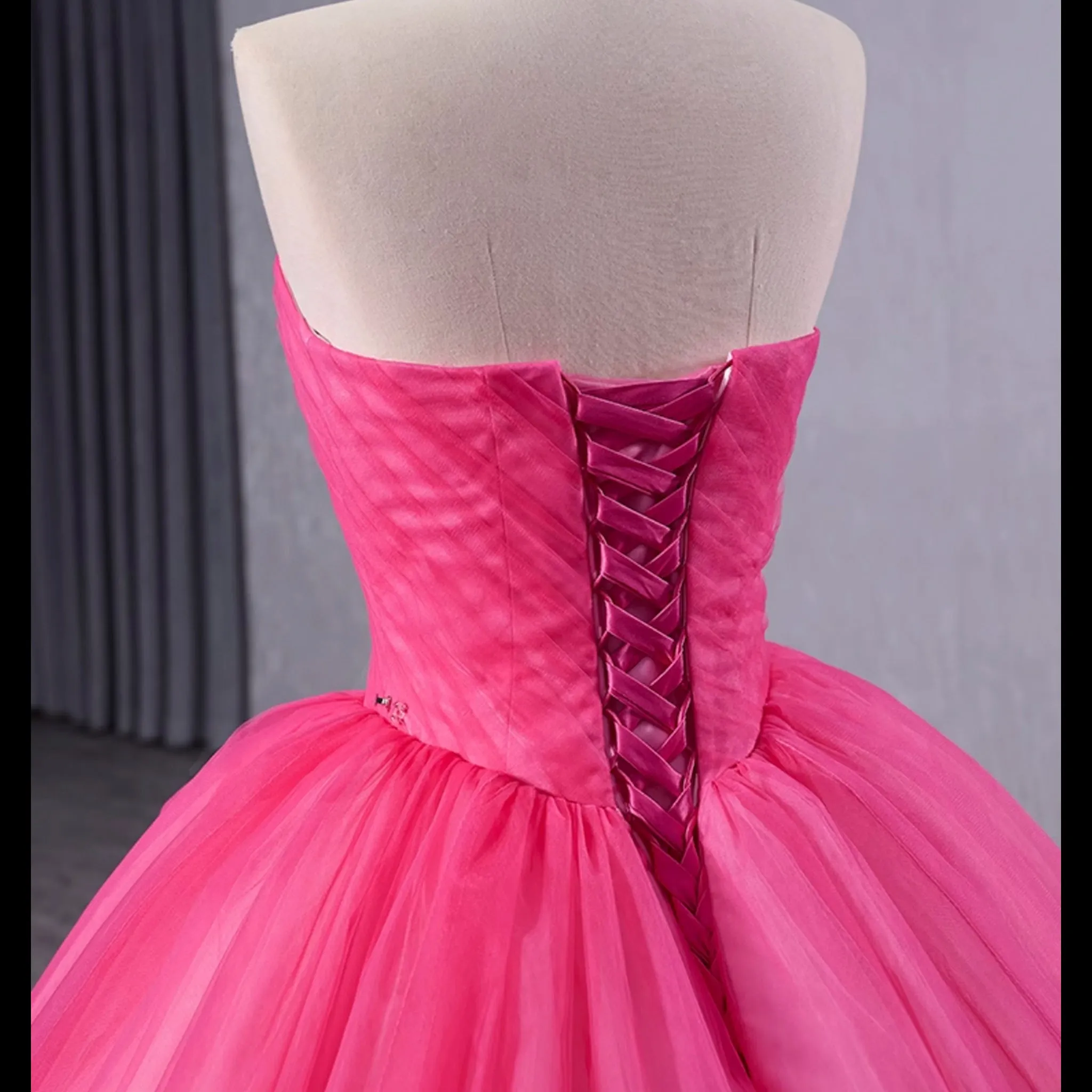 Basque Waist Ruffled Wedding Gown Detachable Overskirt Quinceanera Dress