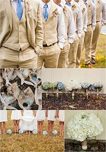 Beige Linen Slim Fit Men's Suit