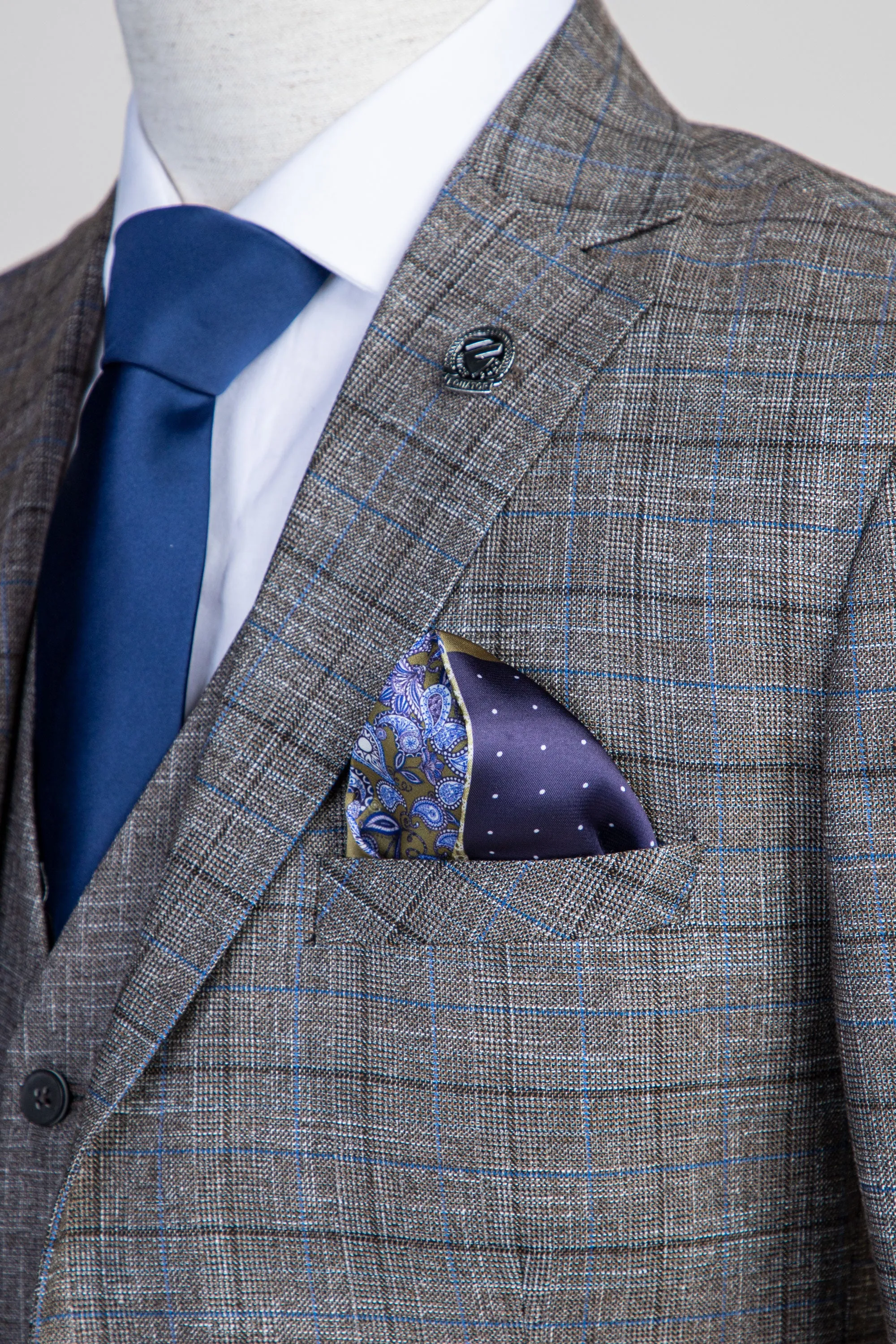 Beige Three Piece Suit