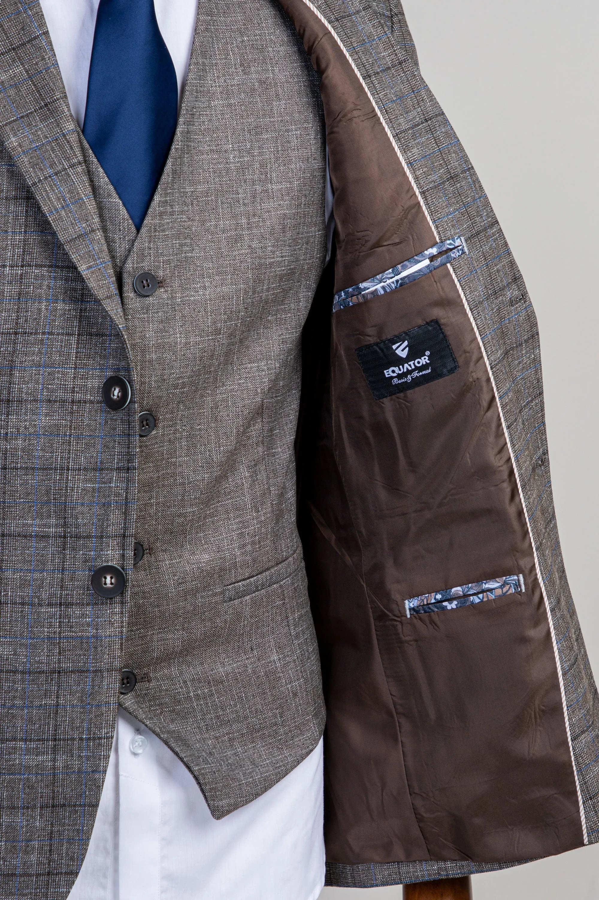 Beige Three Piece Suit