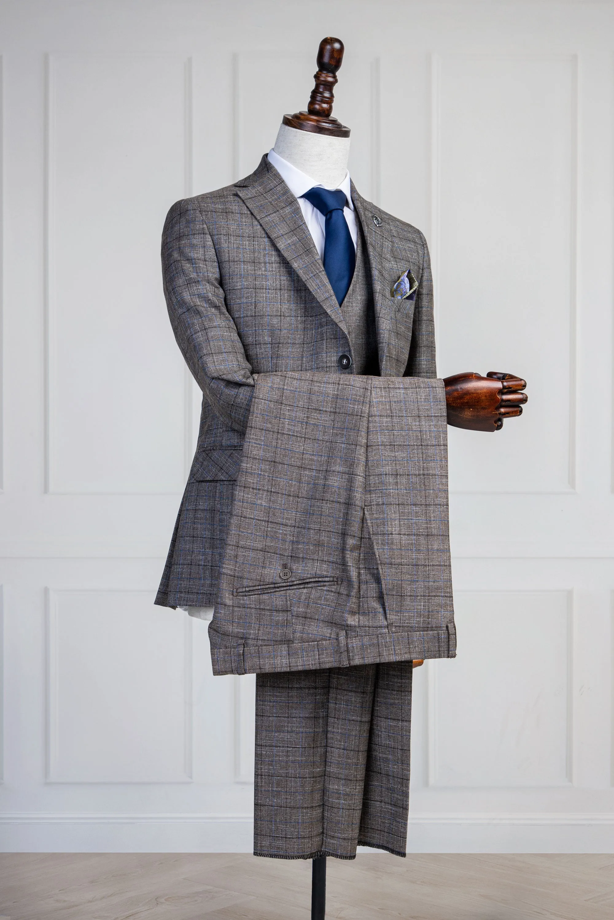 Beige Three Piece Suit