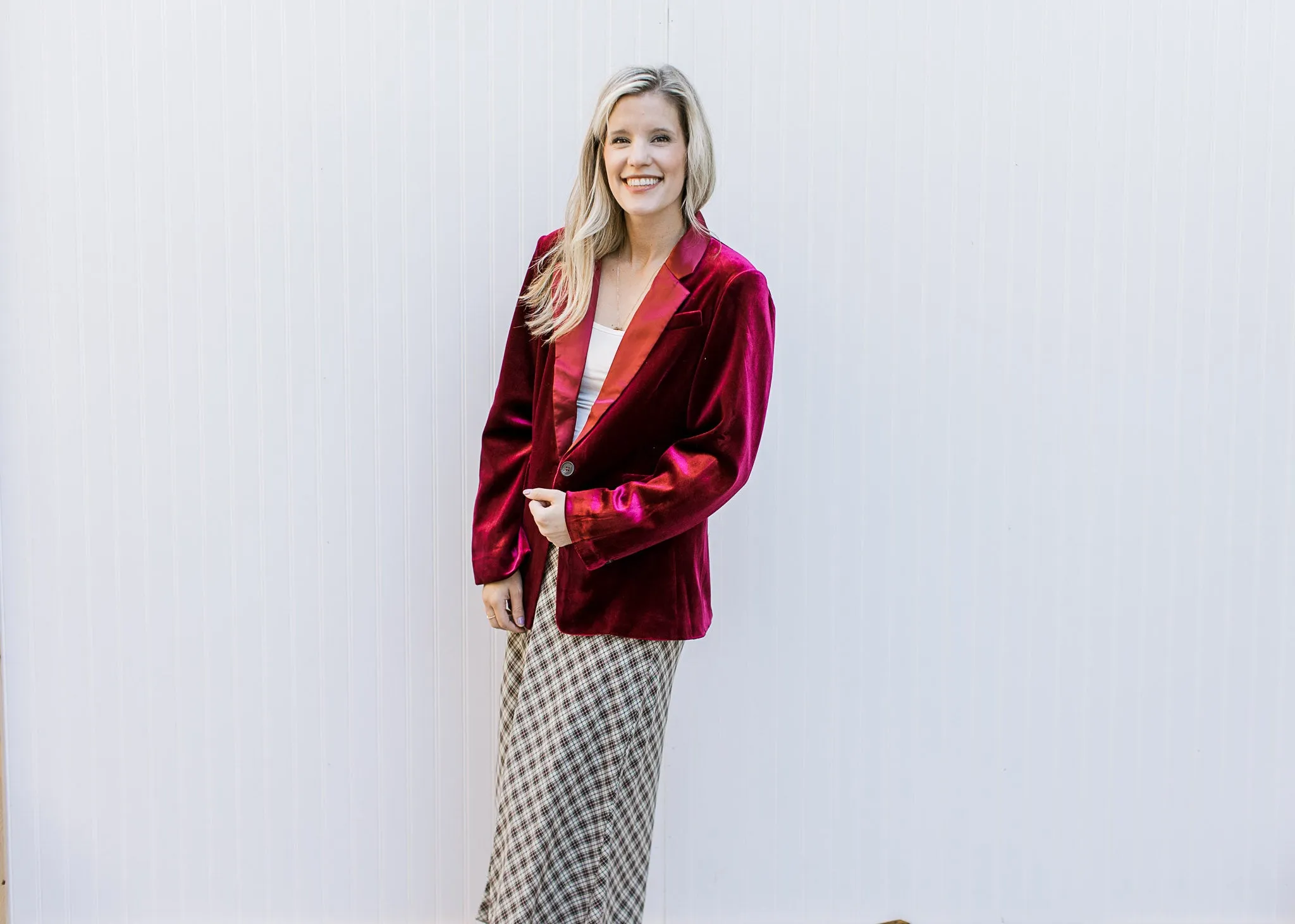 Berry Velvet Blazer