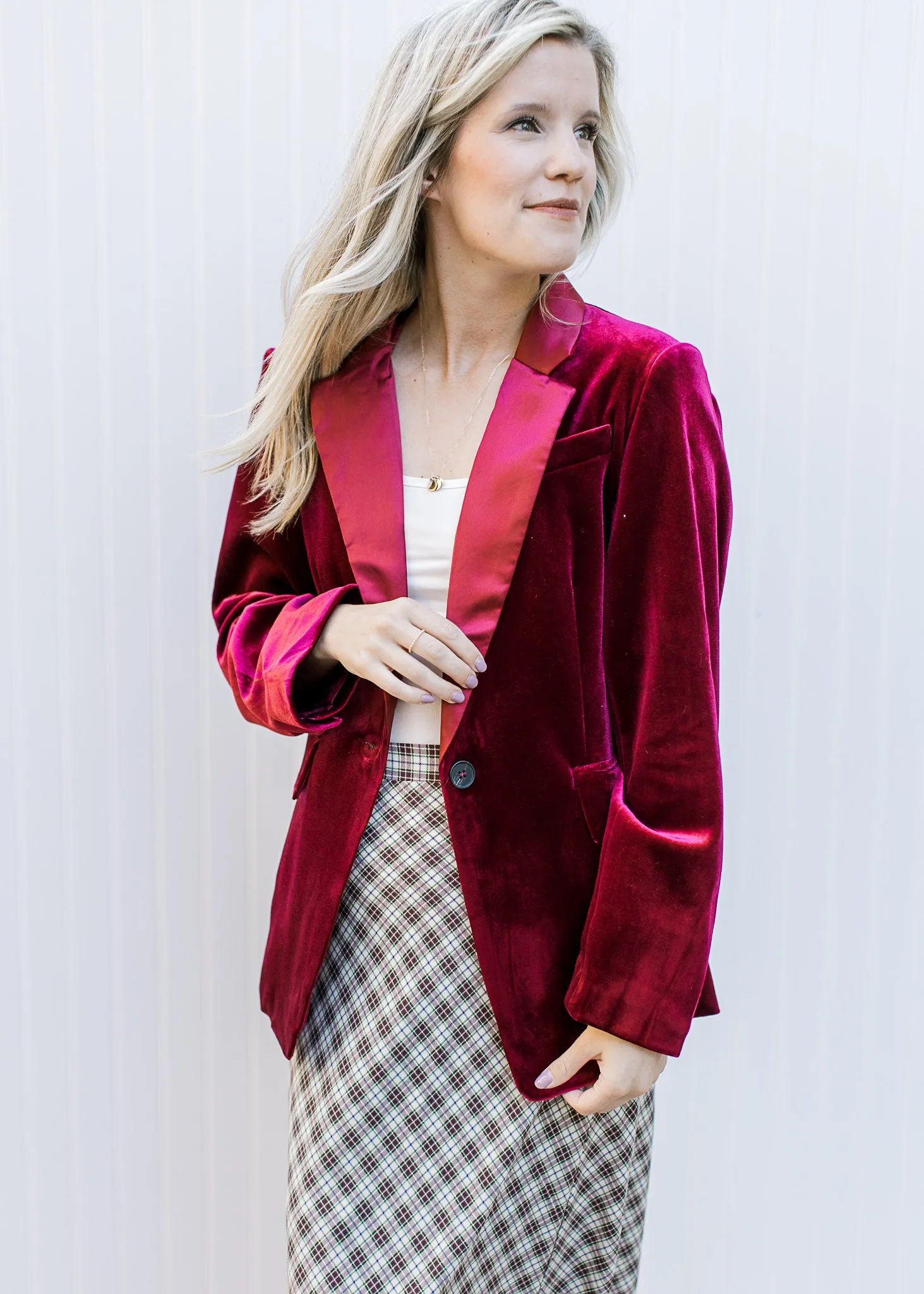 Berry Velvet Blazer