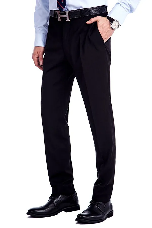 Bespoke Solid Black Three Piece Suits for Men