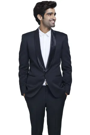 Black dinner suit with satin rounded lapels