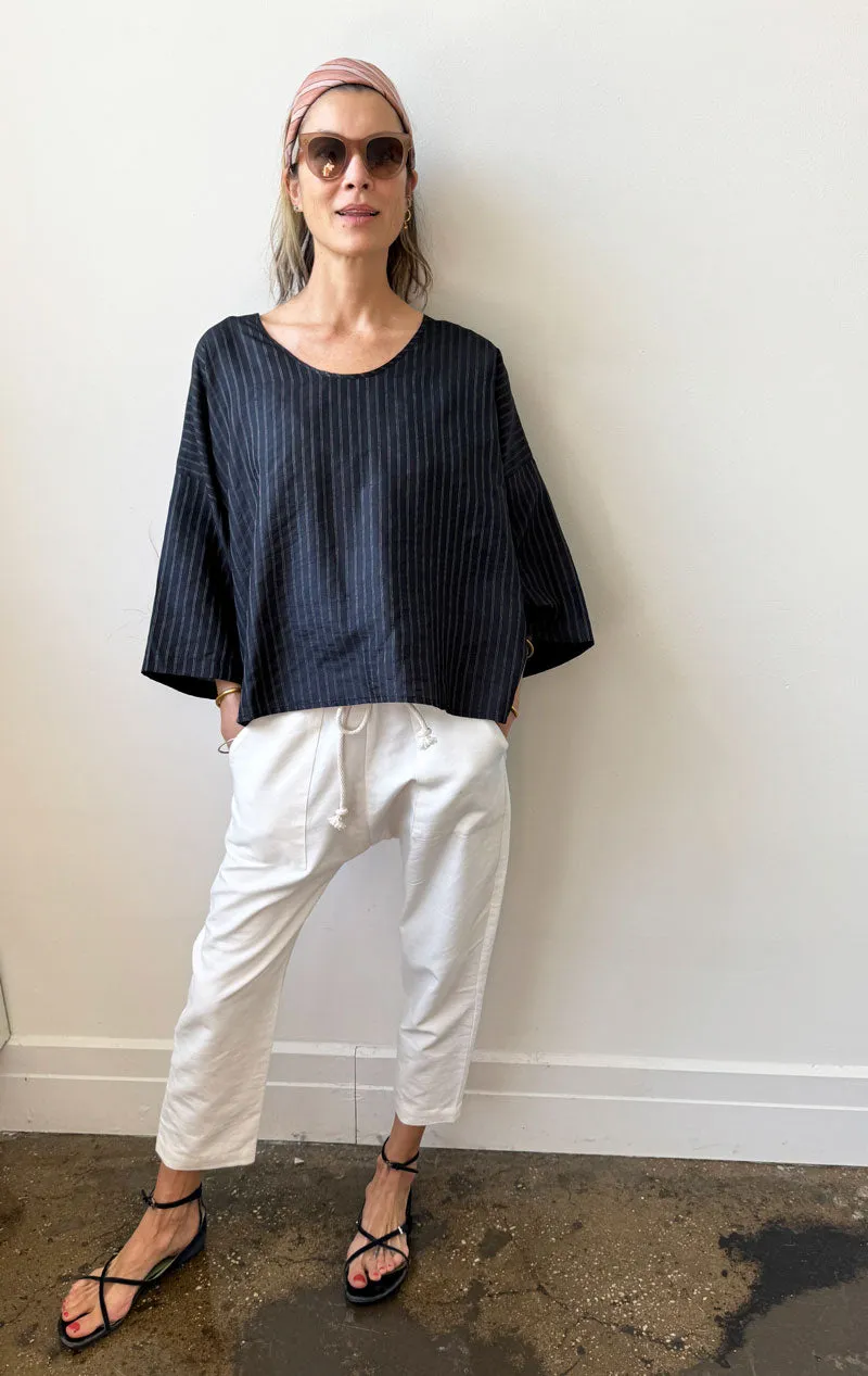 Black handwoven Silk Top