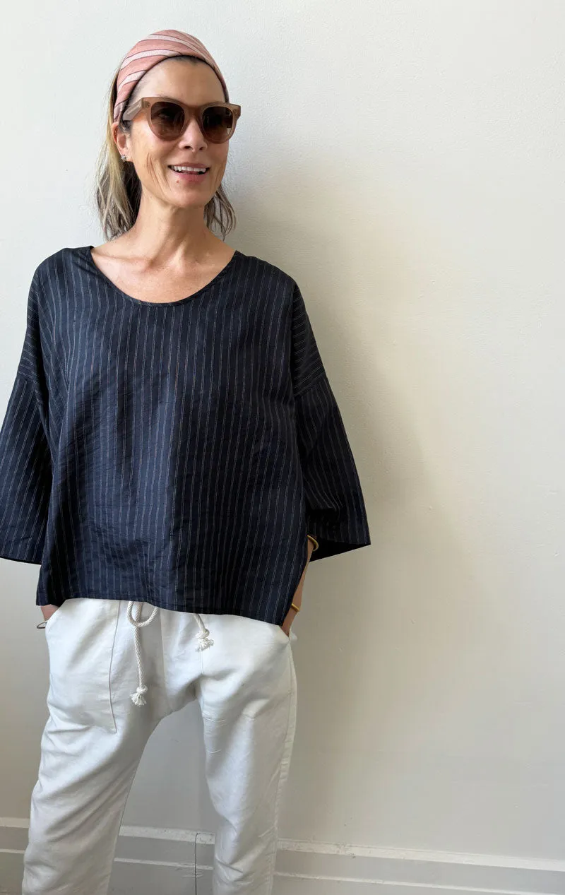 Black handwoven Silk Top