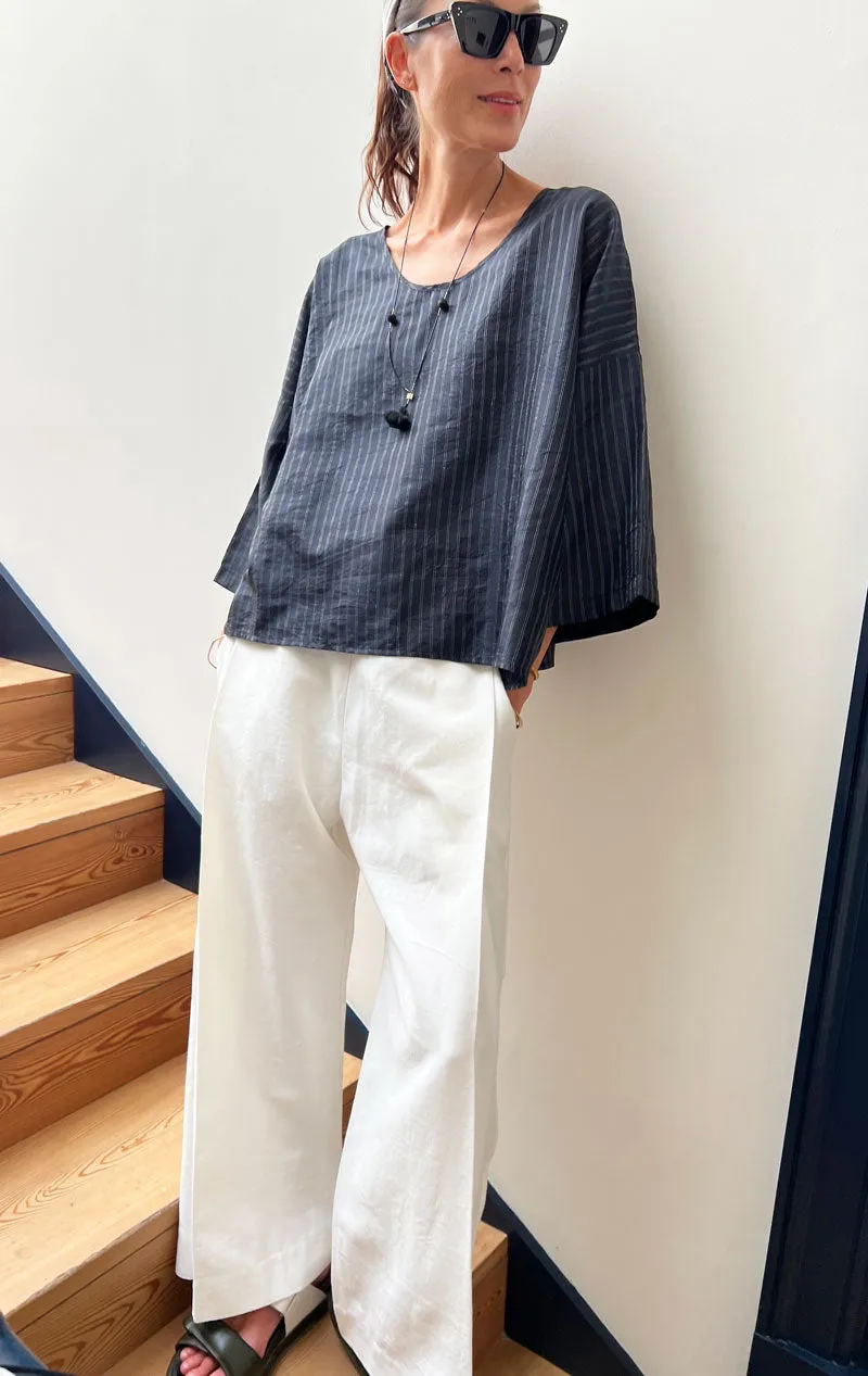 Black handwoven Silk Top