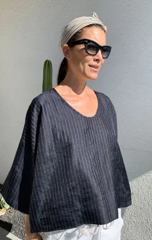 Black handwoven Silk Top