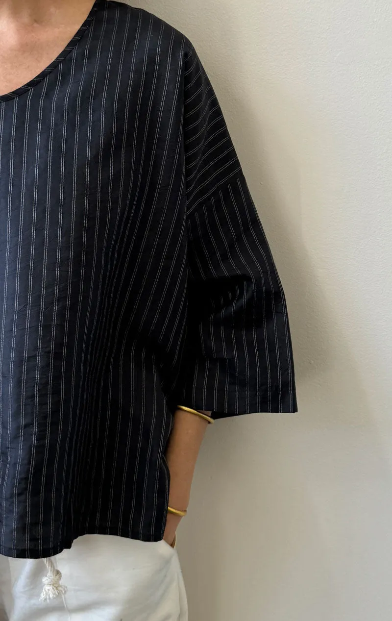 Black handwoven Silk Top