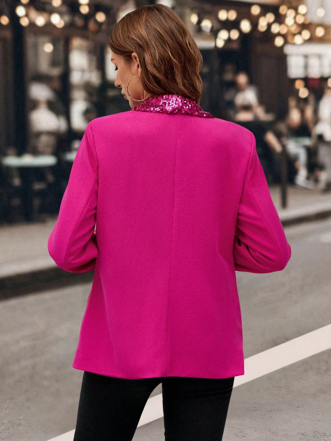 Blazer Entallado Rosa con Lentejuelas