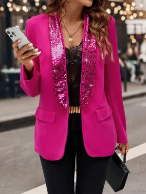 Blazer Entallado Rosa con Lentejuelas