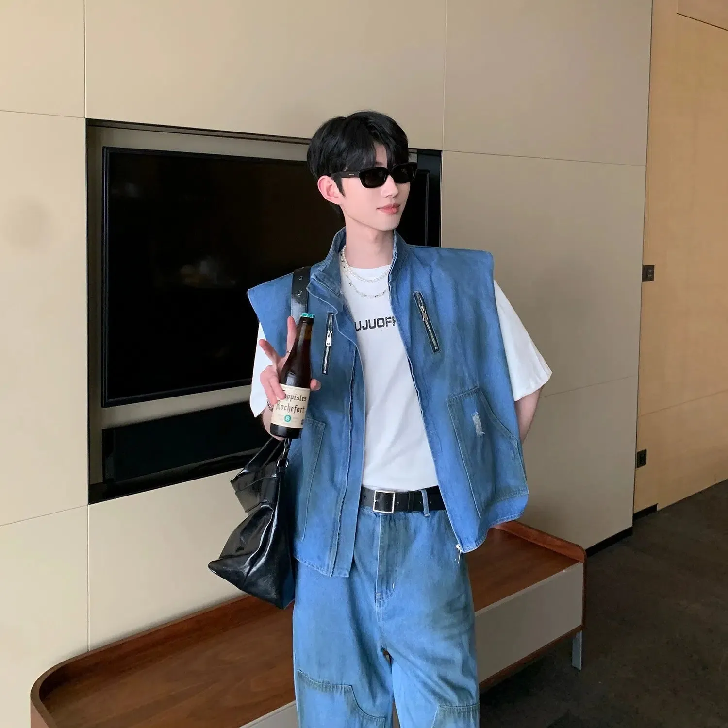 Blue Sleeveless Jacket