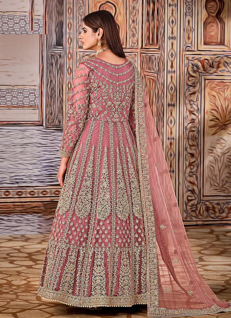 Blush Pink Embroidered Wedding Anarkali Suit