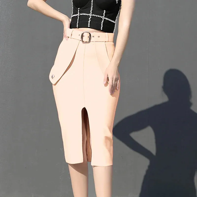 Bodycon Women's High Waist Bandage Skirt Knee Length Midi Pencil Office Party Club Elegant Skirts Clothing
