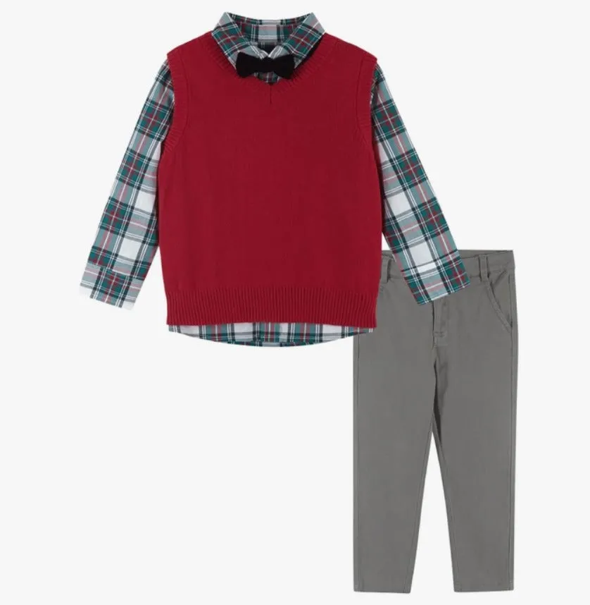 Boys Holiday Sweater Vest and Pants Set