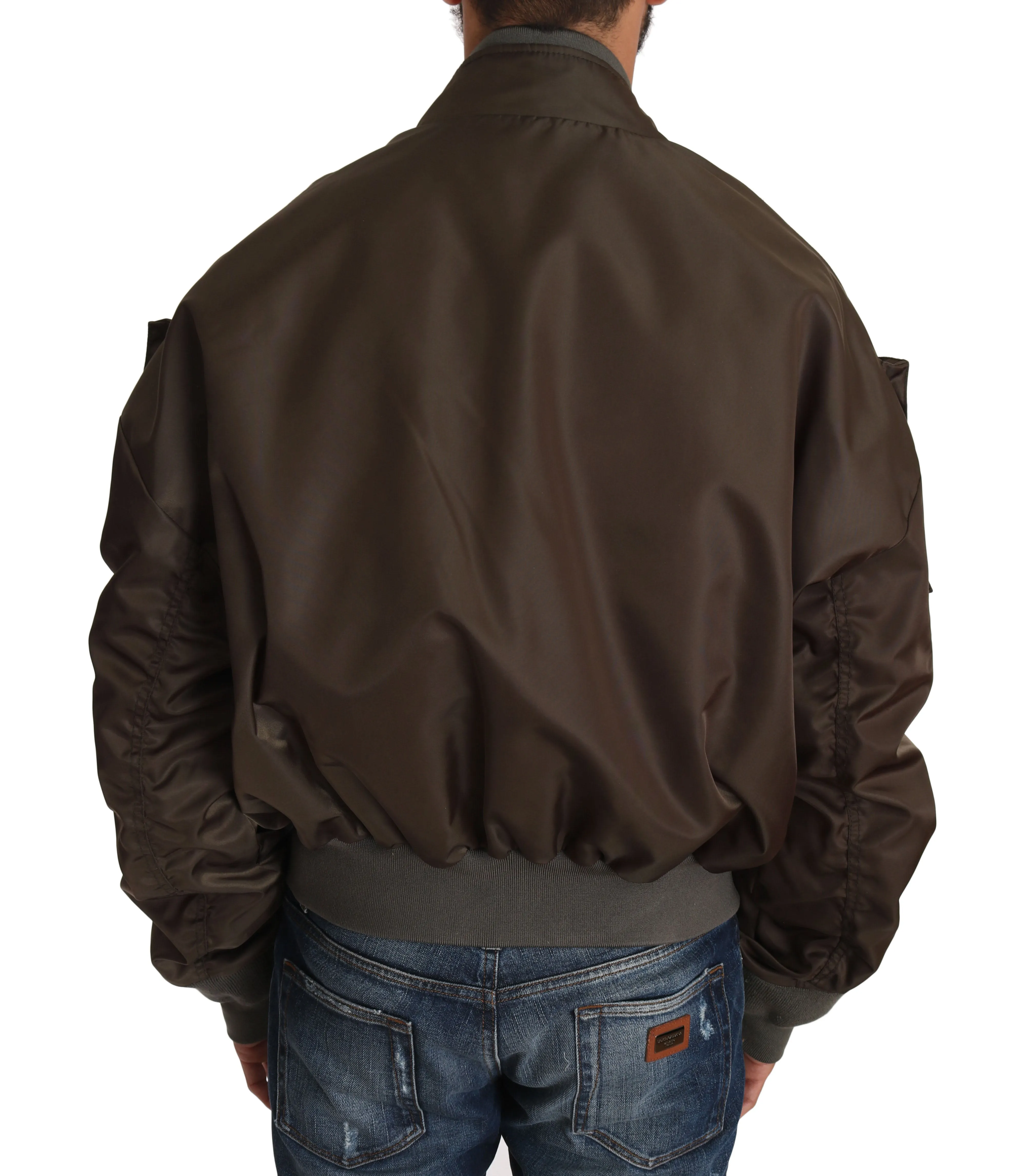 Brown Beaded Crown Skull Applique Logo Jacket