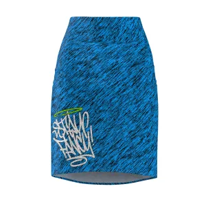 Brushed Blue Women's Pencil Skirt