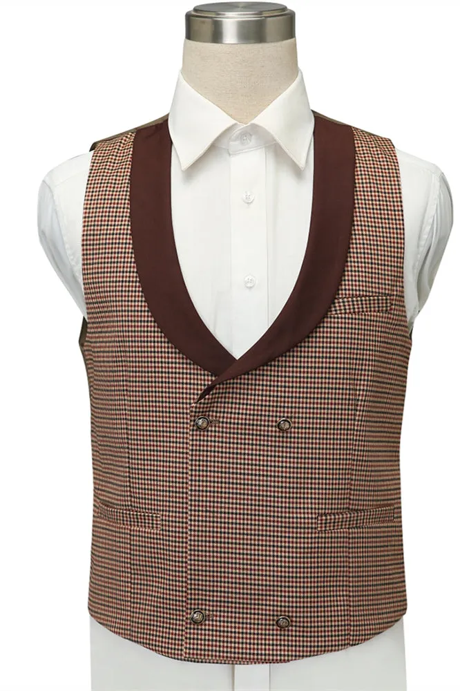 Burgundy Notched Lapel Fitted Men Marriage Suits