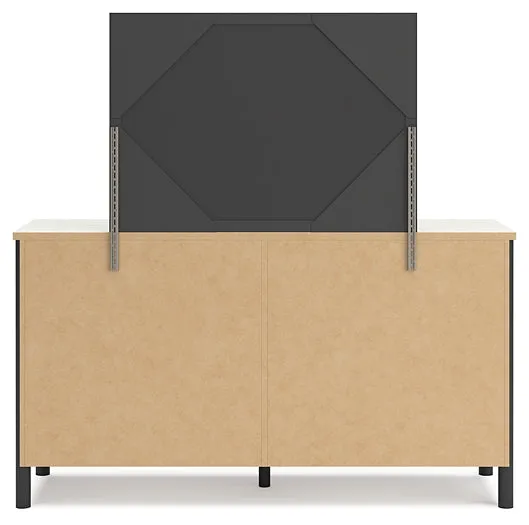 Cadmori Full Upholstered Bed with Mirrored Dresser, Chest and Nightstand