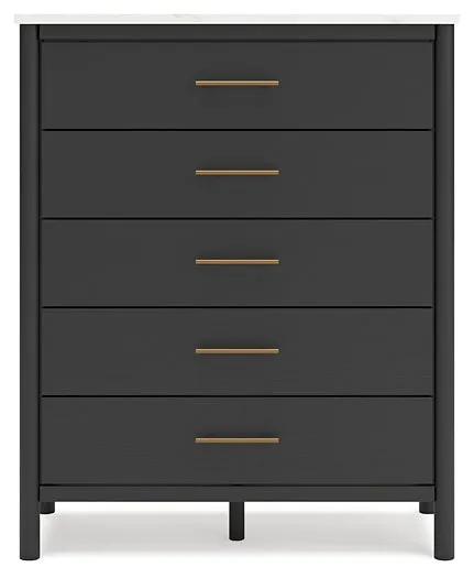 Cadmori Full Upholstered Bed with Mirrored Dresser, Chest and Nightstand