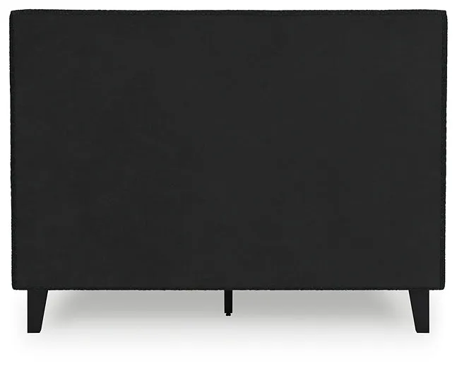 Cadmori Full Upholstered Bed with Mirrored Dresser, Chest and Nightstand