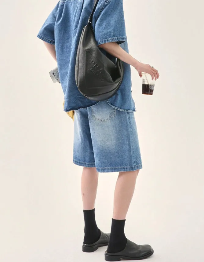 Casual Denim Jacket and Shorts Set