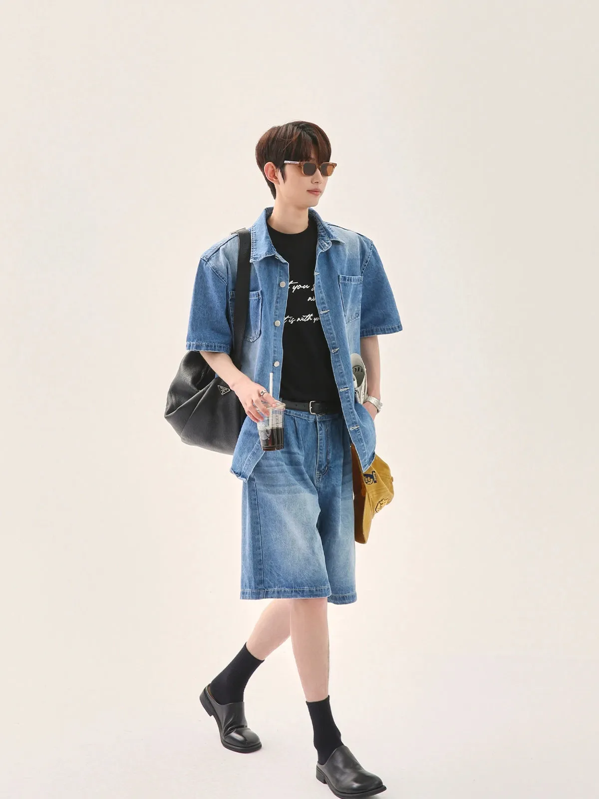 Casual Denim Jacket and Shorts Set