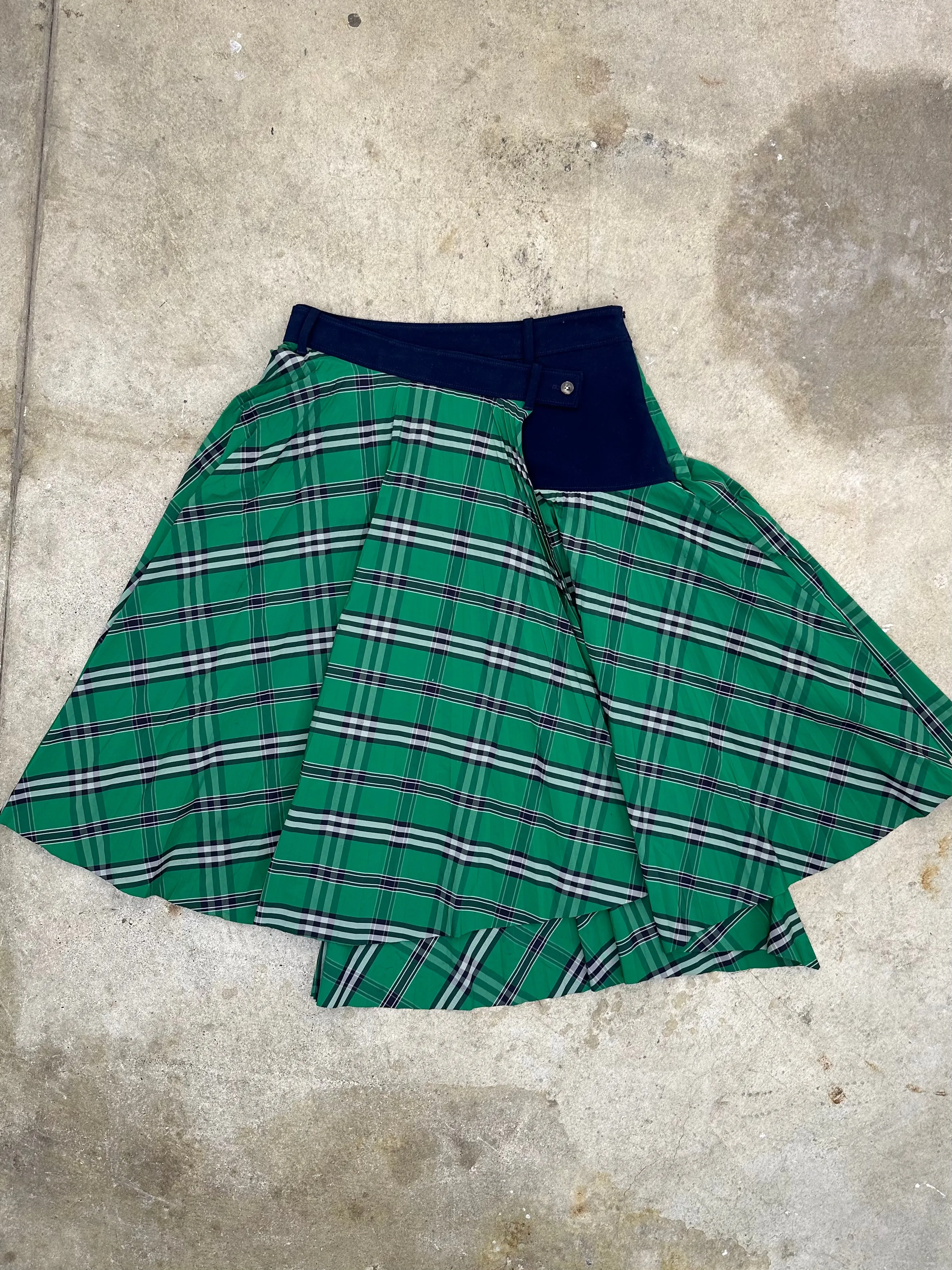 Cedric Charlier Tartan Taffeta Asymmetricl Skirt*