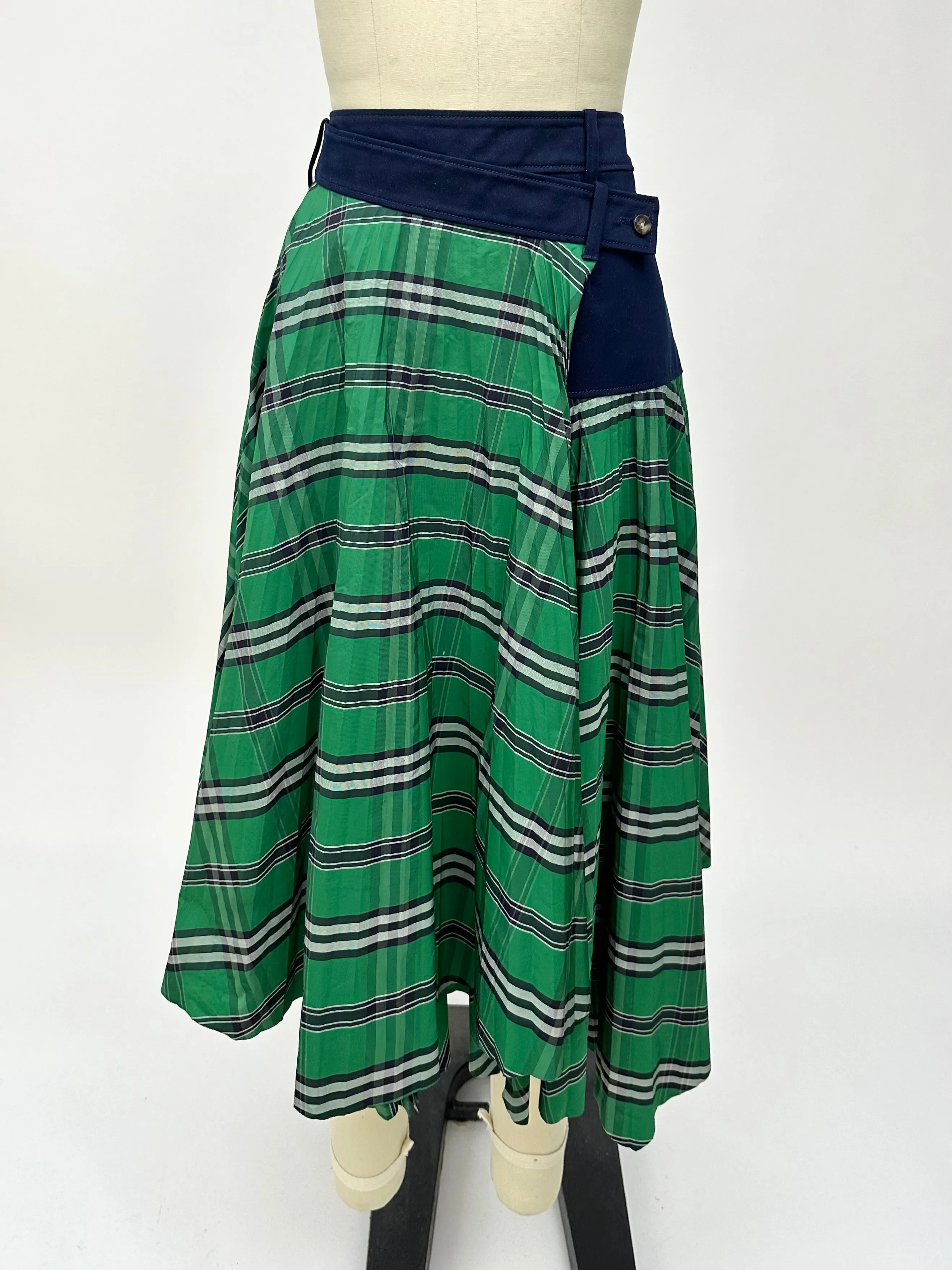 Cedric Charlier Tartan Taffeta Asymmetricl Skirt*