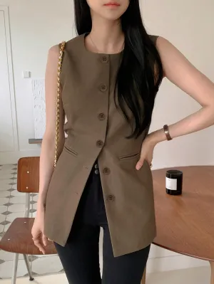 Chaleco de vestir unicolor para mujer