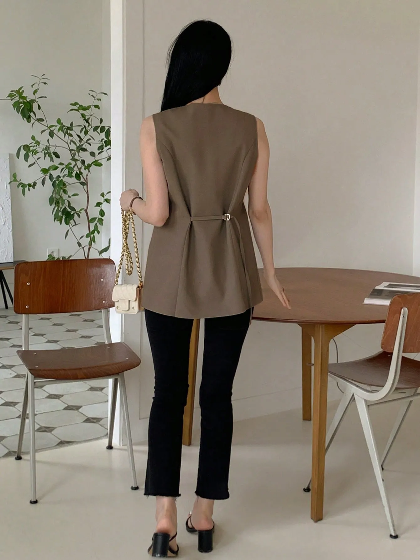 Chaleco de vestir unicolor para mujer