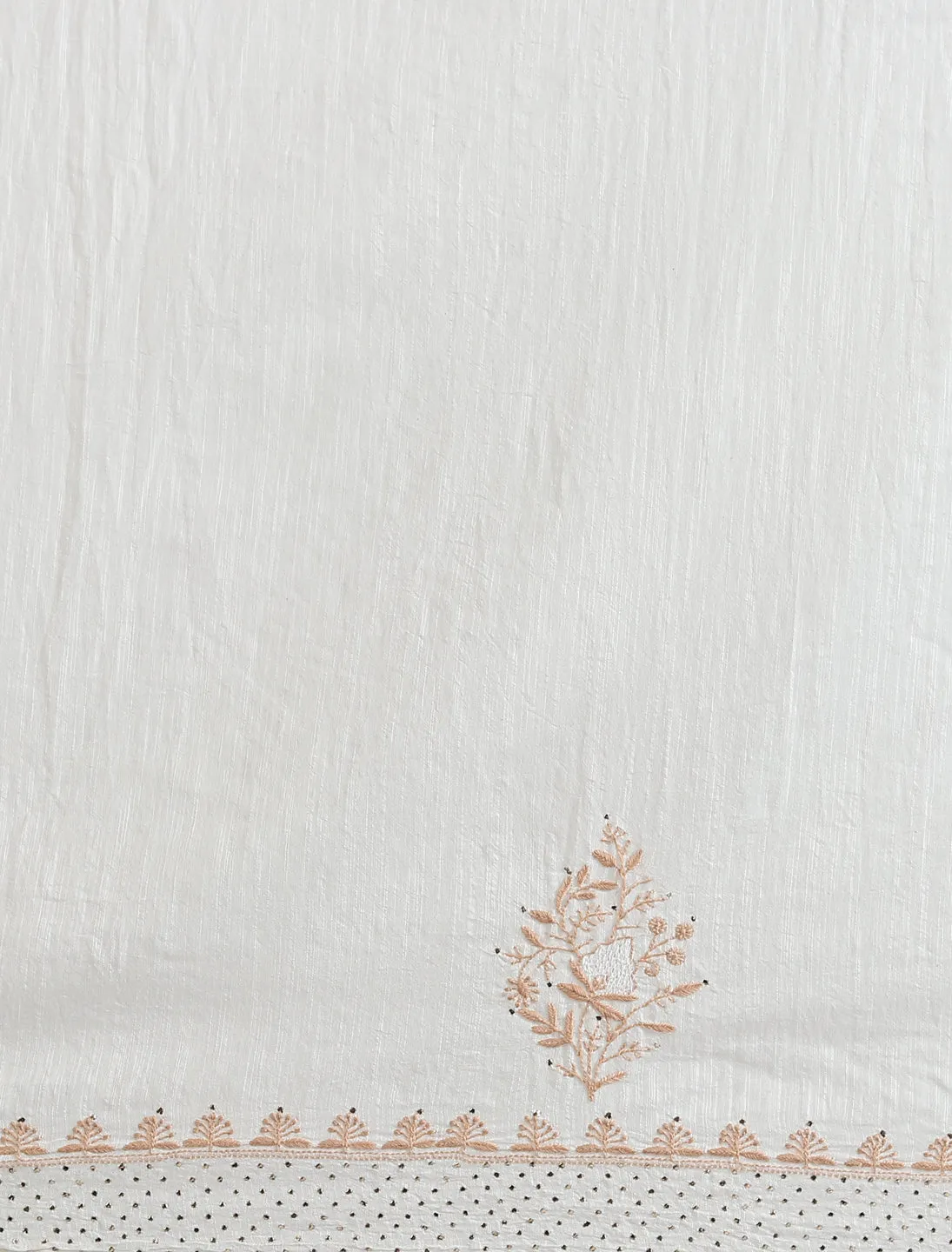 Chanderi Linen White Saree