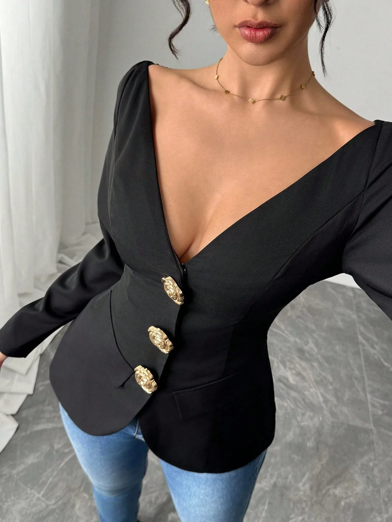 Chaqueta Blazer Negra Elegante - Cherry Vibes