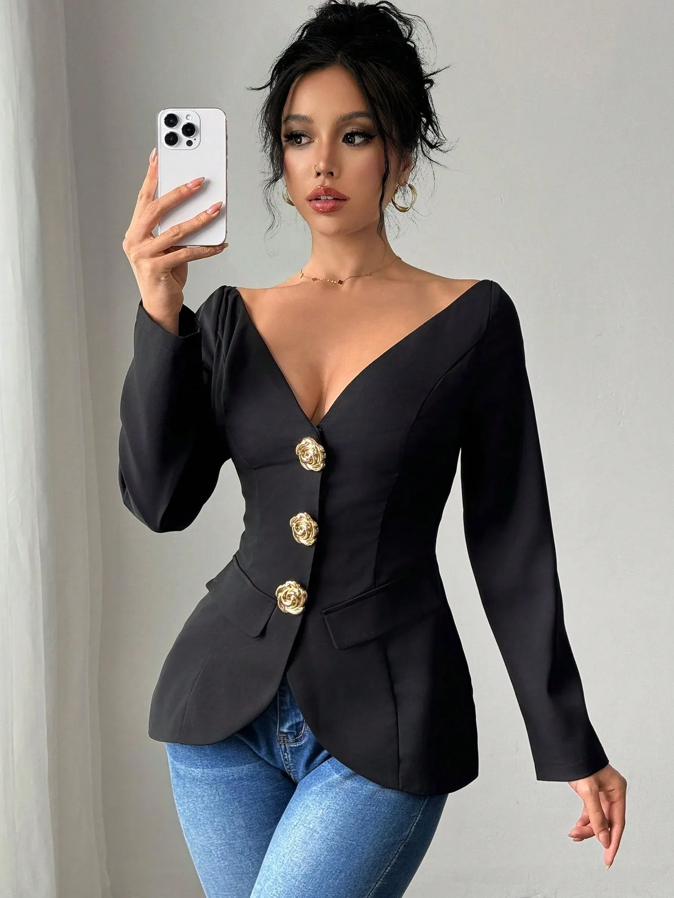 Chaqueta Blazer Negra Elegante - Cherry Vibes