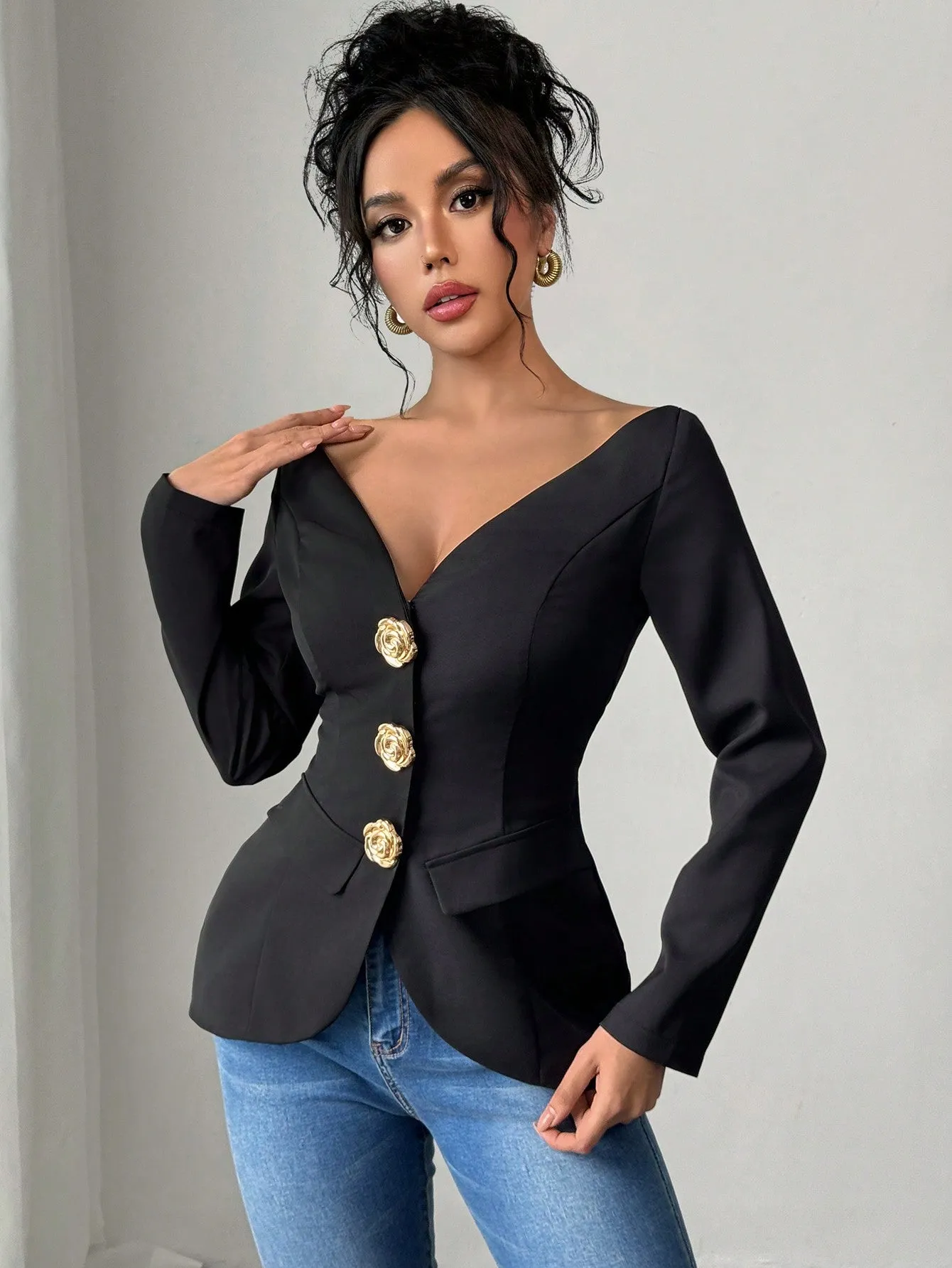 Chaqueta Blazer Negra Elegante - Cherry Vibes