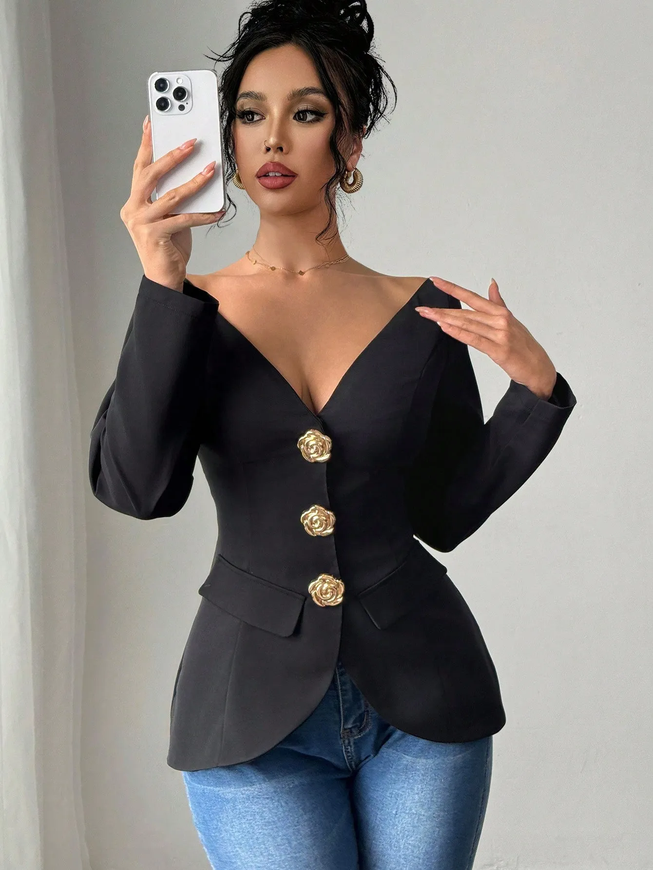 Chaqueta Blazer Negra Elegante - Cherry Vibes
