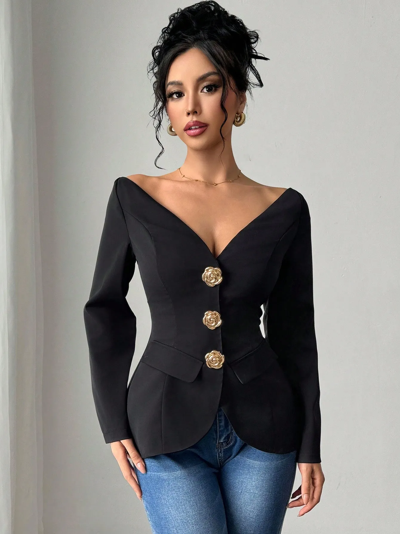 Chaqueta Blazer Negra Elegante - Cherry Vibes
