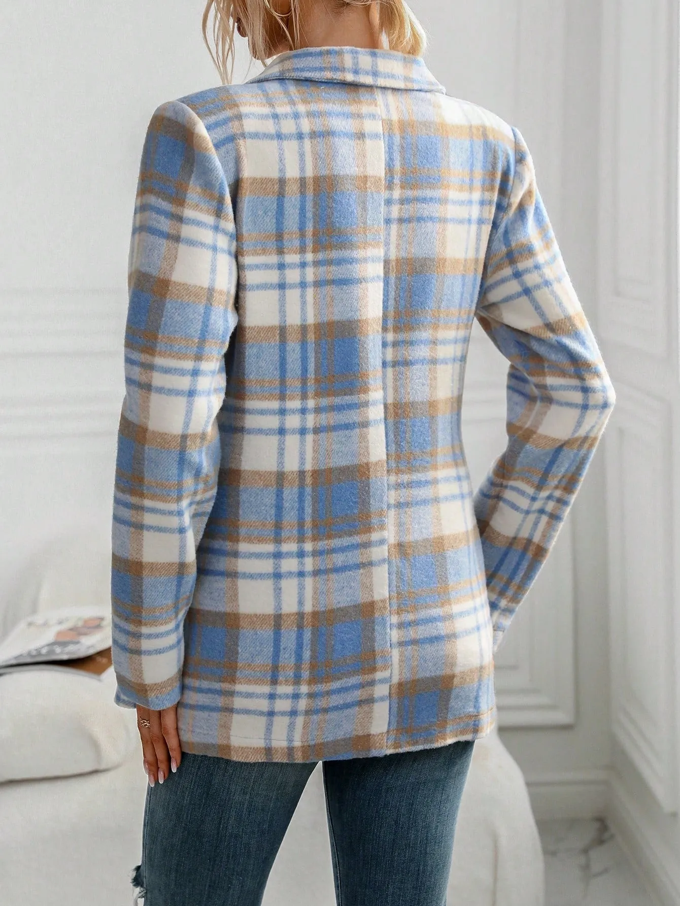 Chaqueta De Traje De Mujer A Cuadros